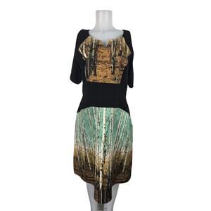 Eshakti Custom Made Black Oak Tree's Design Front Pocket's Women's Dress 12/14
